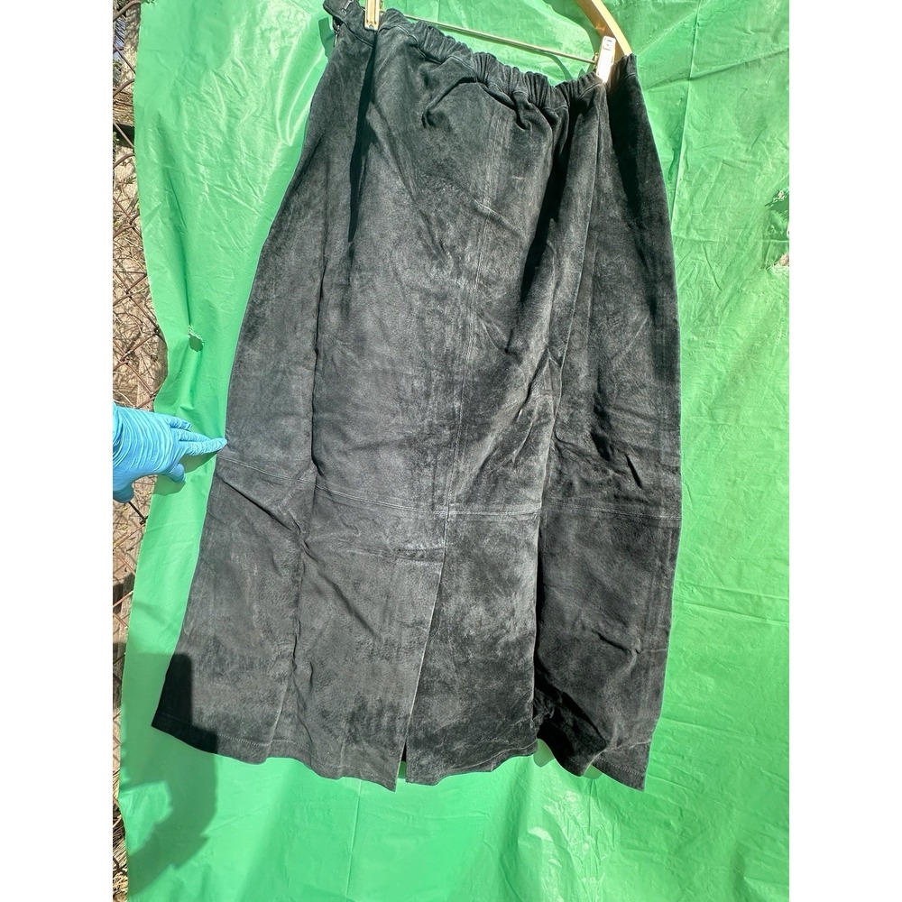 Dialogue Black Genuine Leather Skirt Women's 18W Plus Size Midi A-Line - Picture 5 of 7